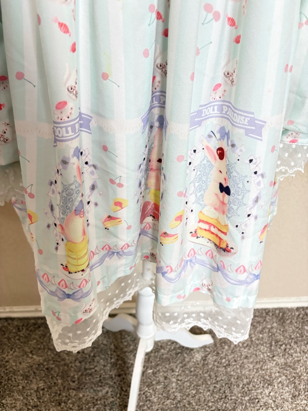 Sweet Lolita Pastel Bunny Cake Lace Mini Dress Kawaii Harajuku Coquette Small - Picture 4 of 10
